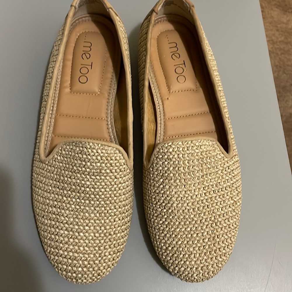 Tan woven loafers